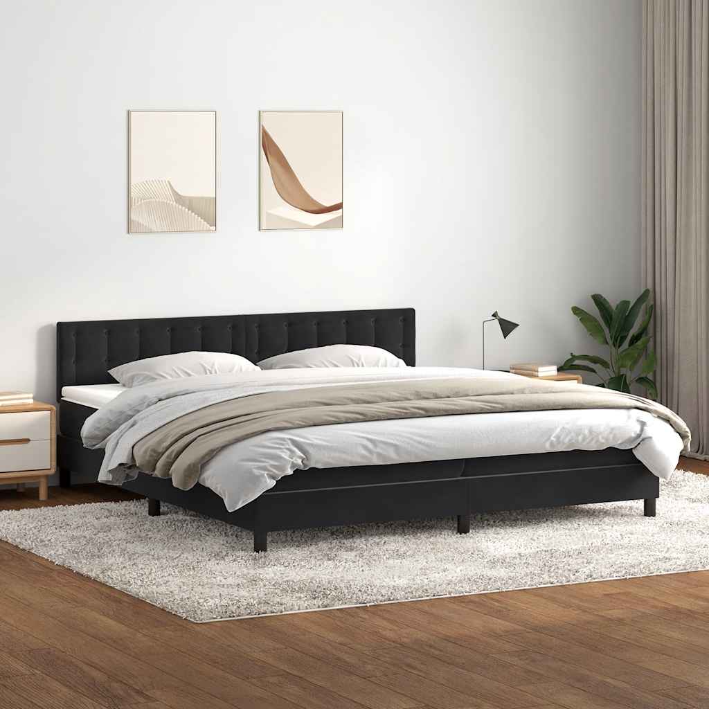Sommier à lattes de lit avec matelas et LED noir 200x220 cm velours - XIOS
