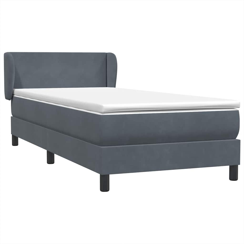 Sommier à lattes de lit et matelas gris foncé 80x210 cm velours - XIOS