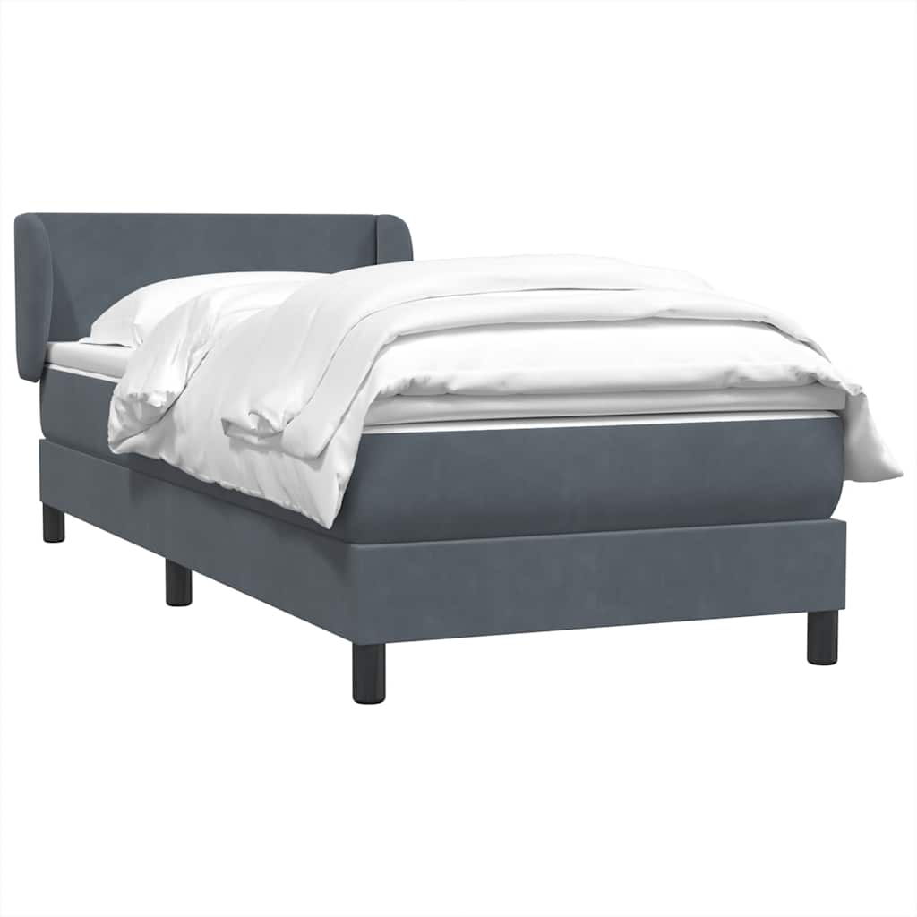 Sommier à lattes de lit et matelas gris foncé 80x210 cm velours - XIOS