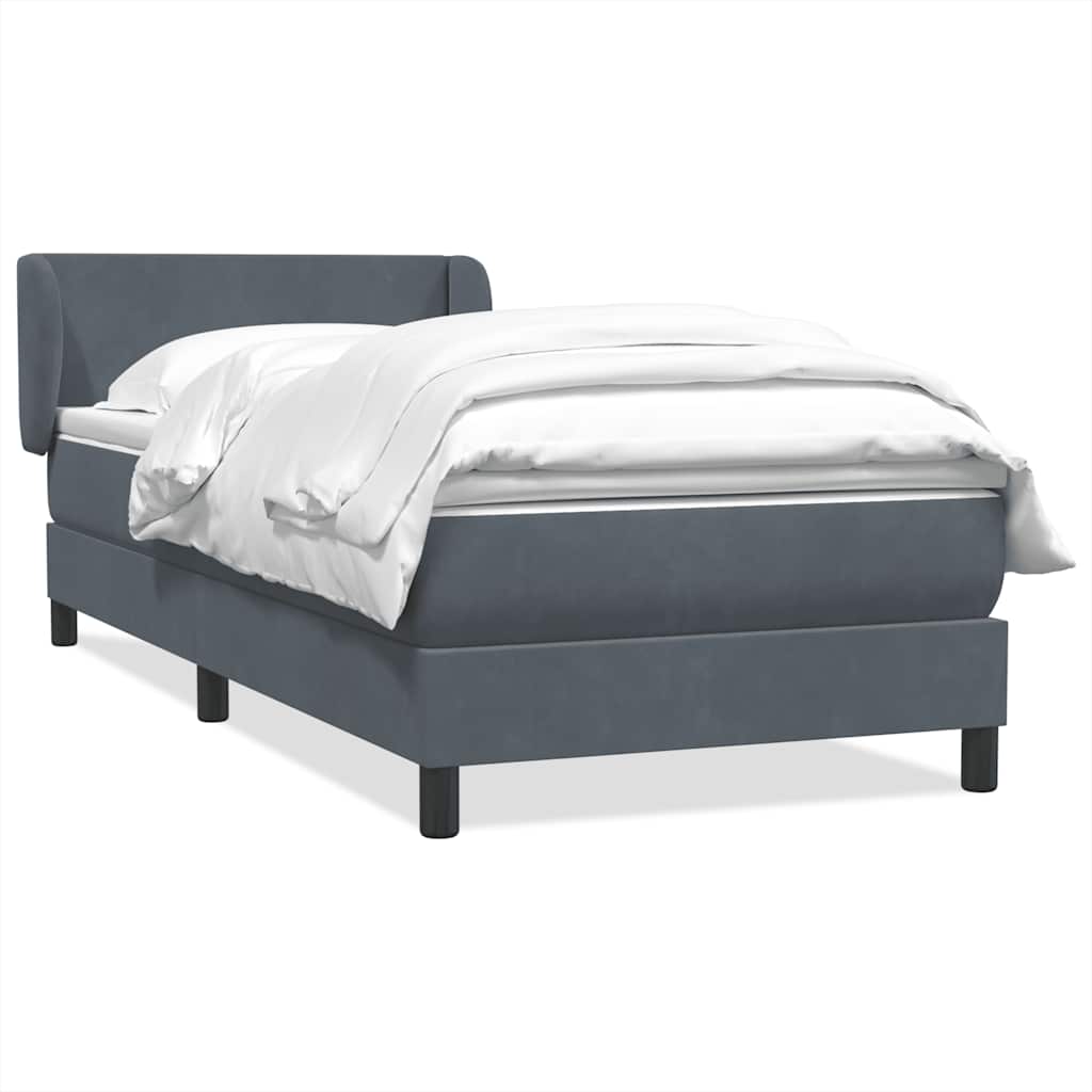 Sommier à lattes de lit et matelas gris foncé 80x210 cm velours - XIOS