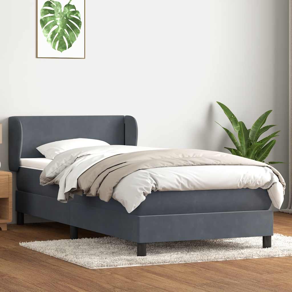 Sommier à lattes de lit et matelas gris foncé 90x210 cm velours - XIOS