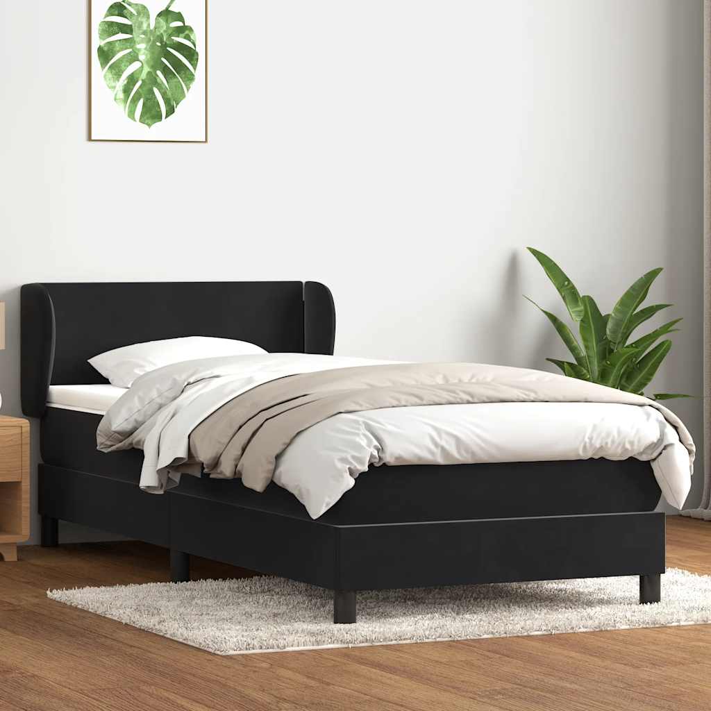 Sommier à lattes de lit avec matelas noir 90x210 cm velours - XIOS
