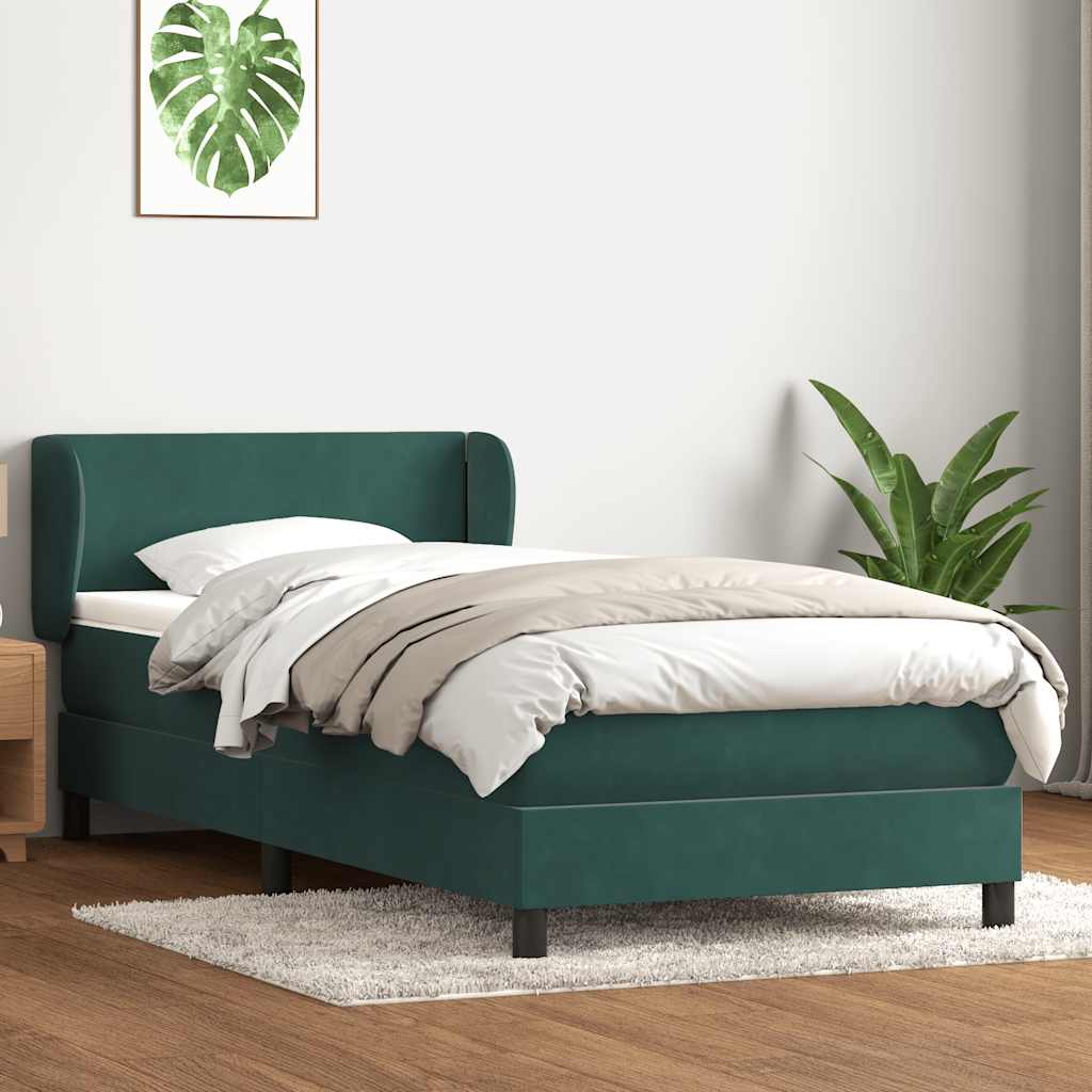 Sommier à lattes de lit et matelas vert foncé 90x210 cm velours - XIOS