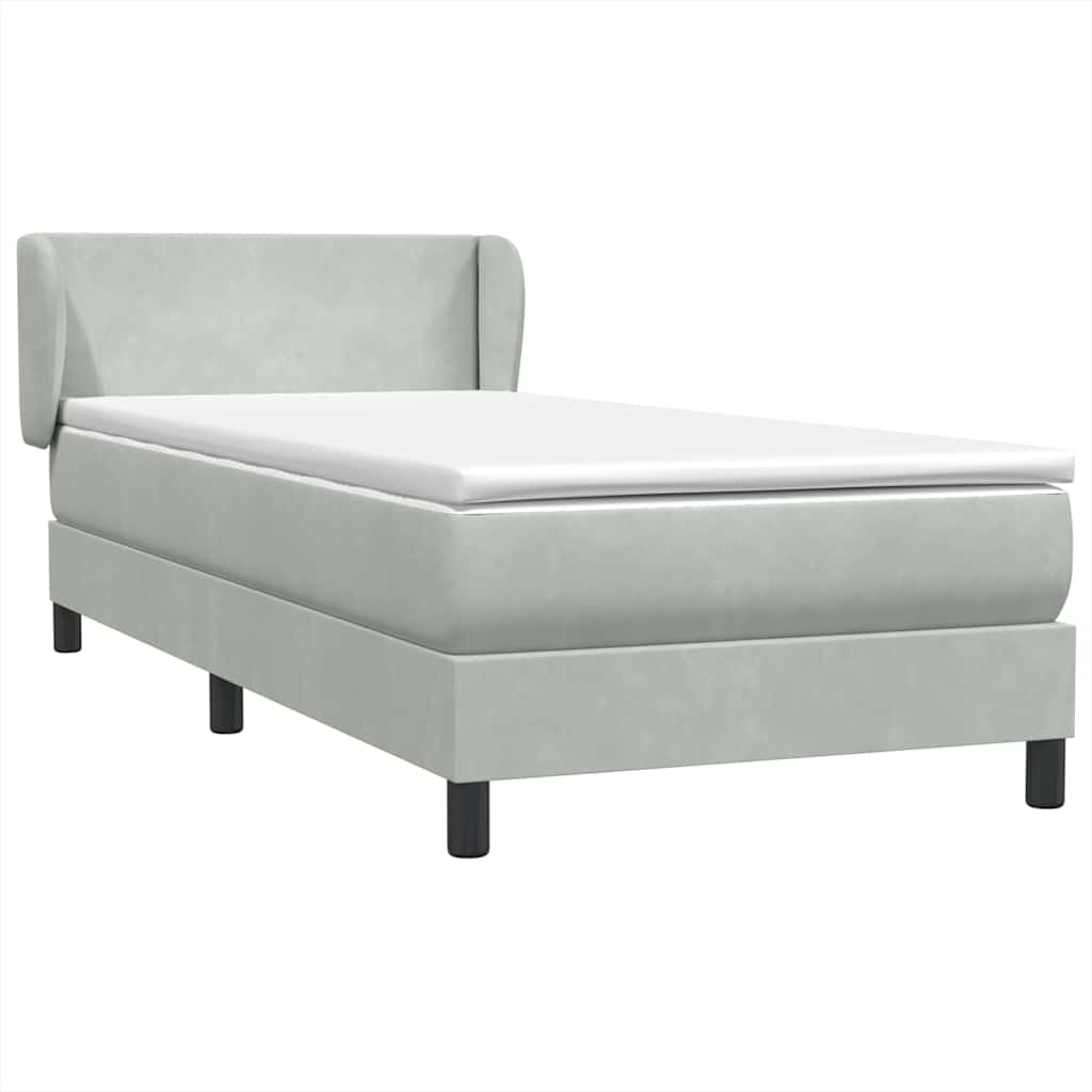 Sommier à lattes de lit et matelas gris clair 100x210cm velours - XIOS