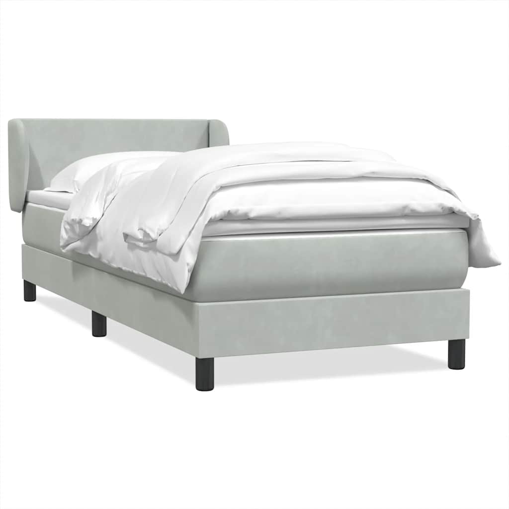 Sommier à lattes de lit et matelas gris clair 100x210cm velours - XIOS