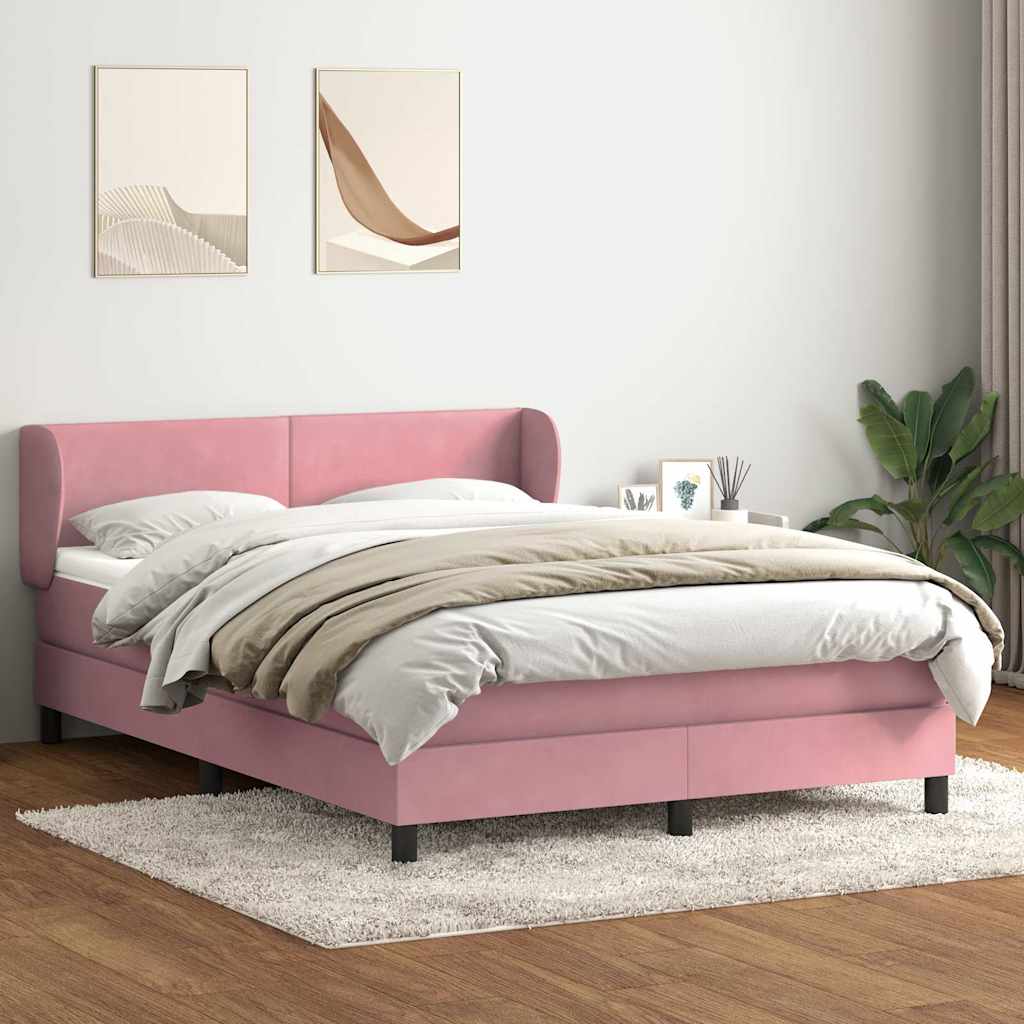 Sommier à lattes de lit avec matelas rose 160x210 cm velours - XIOS