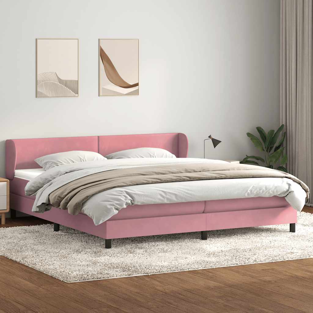 Sommier à lattes de lit avec matelas rose 180x210 cm velours - XIOS