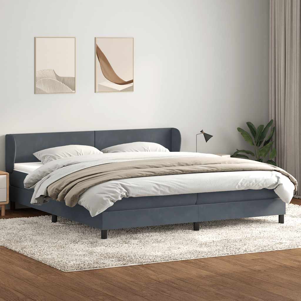 Sommier à lattes de lit et matelas gris foncé 200x210cm velours - XIOS