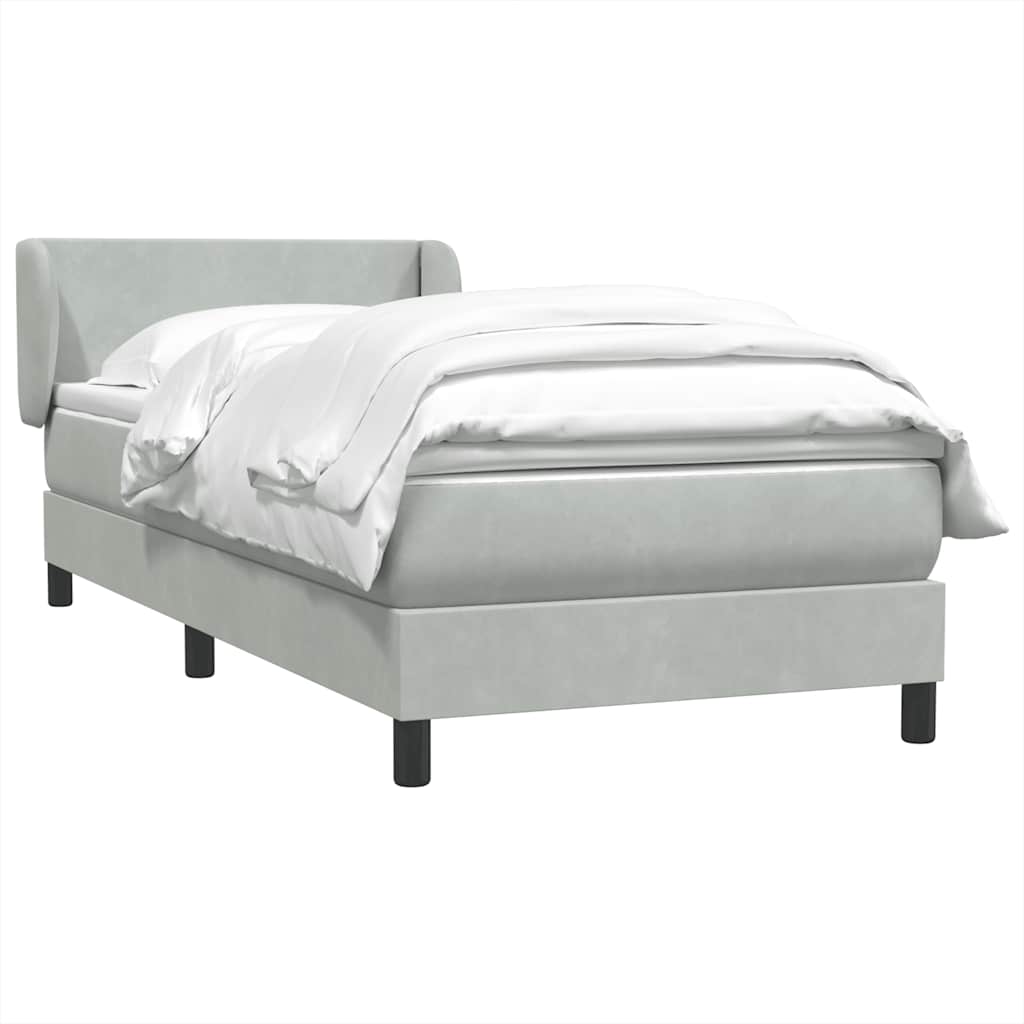 Sommier à lattes de lit et matelas gris clair 80x220 cm velours - XIOS