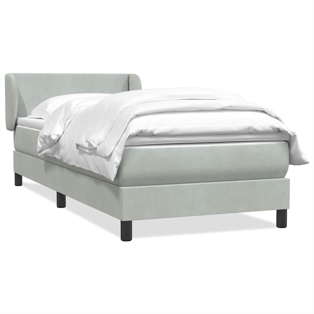Sommier à lattes de lit et matelas gris clair 80x220 cm velours - XIOS