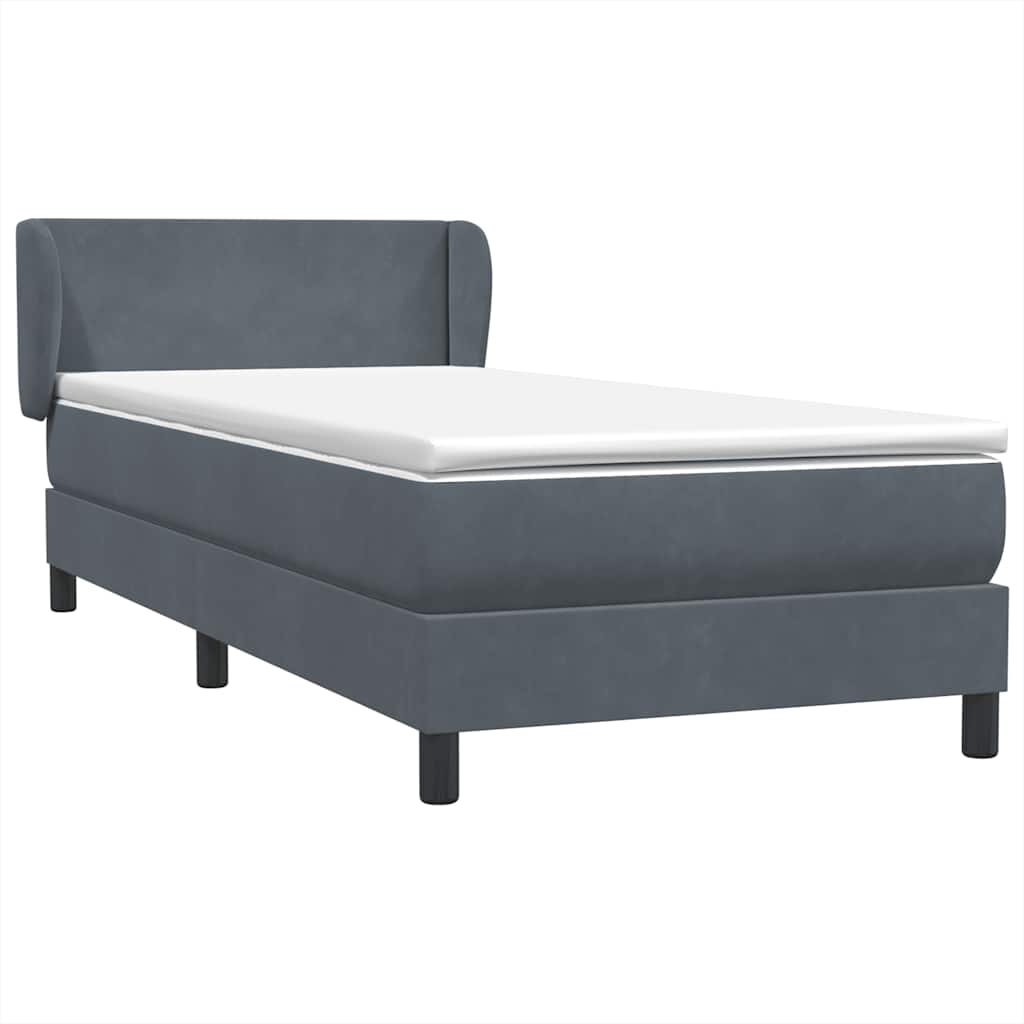Sommier à lattes de lit et matelas gris foncé 80x220 cm velours - XIOS