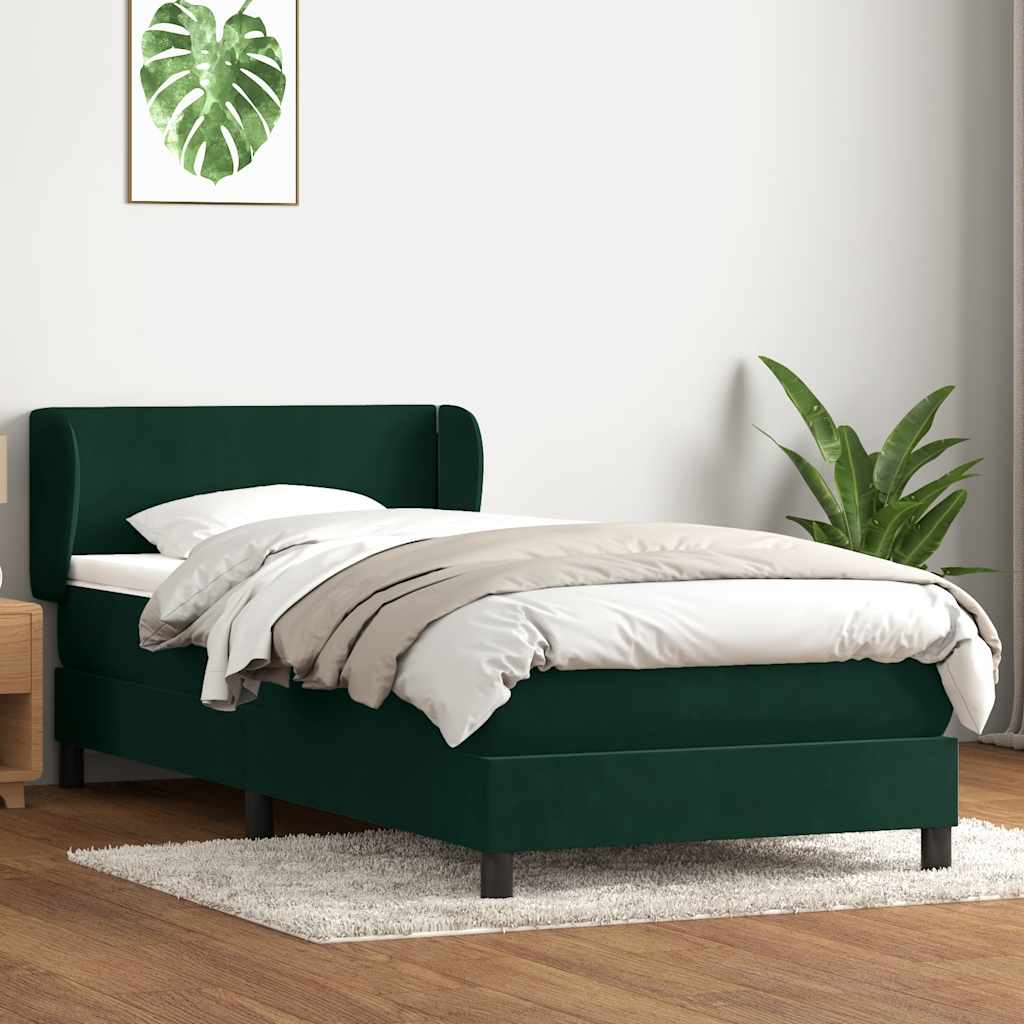 Sommier à lattes de lit et matelas vert foncé 80x220 cm velours - XIOS