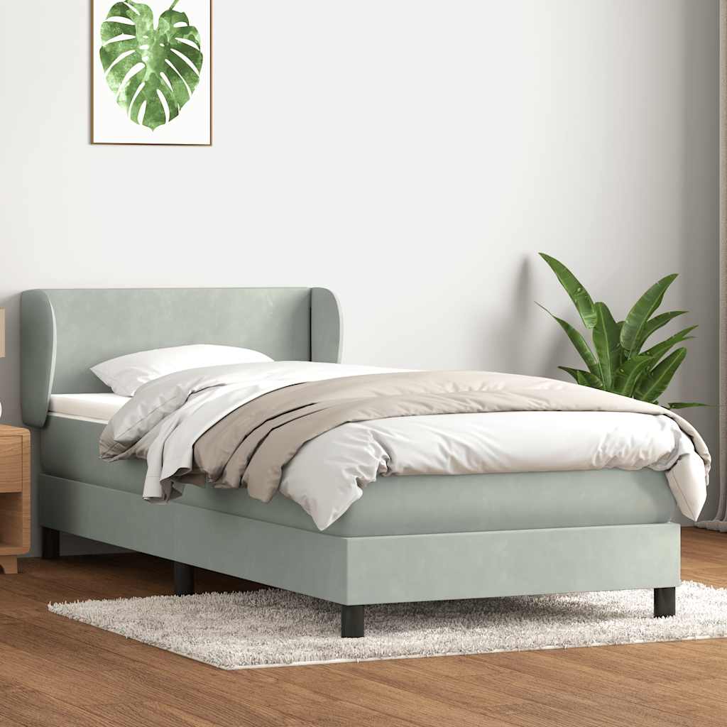 Sommier à lattes de lit et matelas gris clair 90x220 cm velours - XIOS