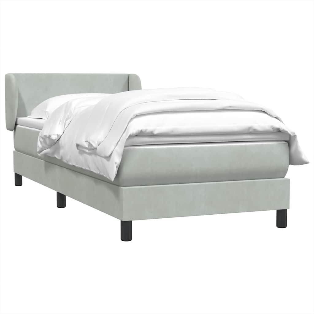 Sommier à lattes de lit et matelas gris clair 90x220 cm velours - XIOS