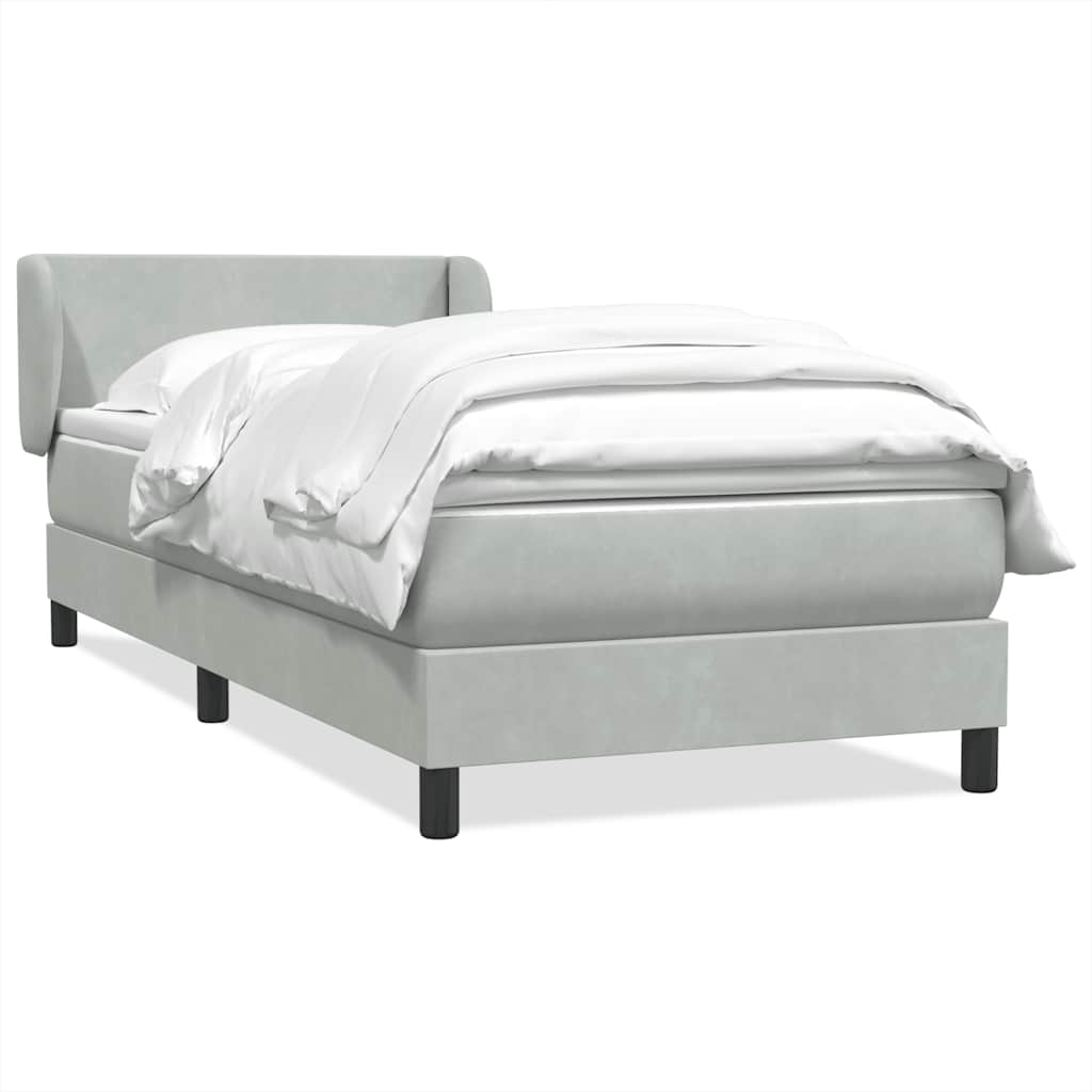 Sommier à lattes de lit et matelas gris clair 90x220 cm velours - XIOS