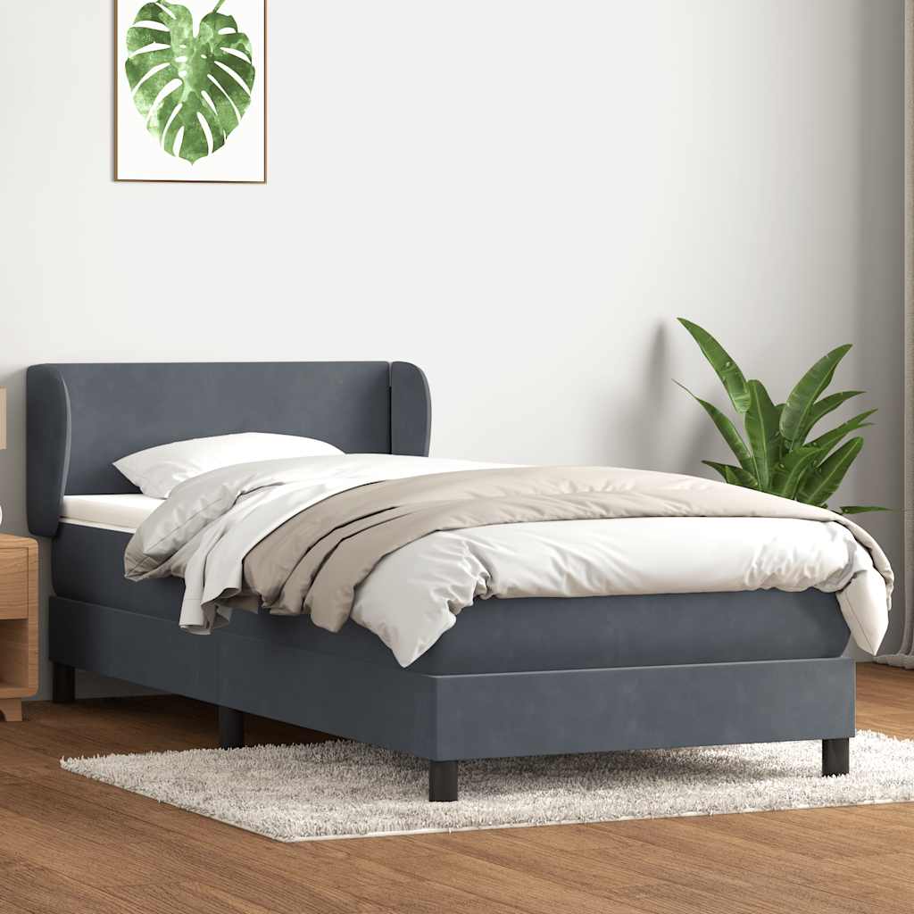 Sommier à lattes de lit et matelas gris foncé 90x220 cm velours - XIOS