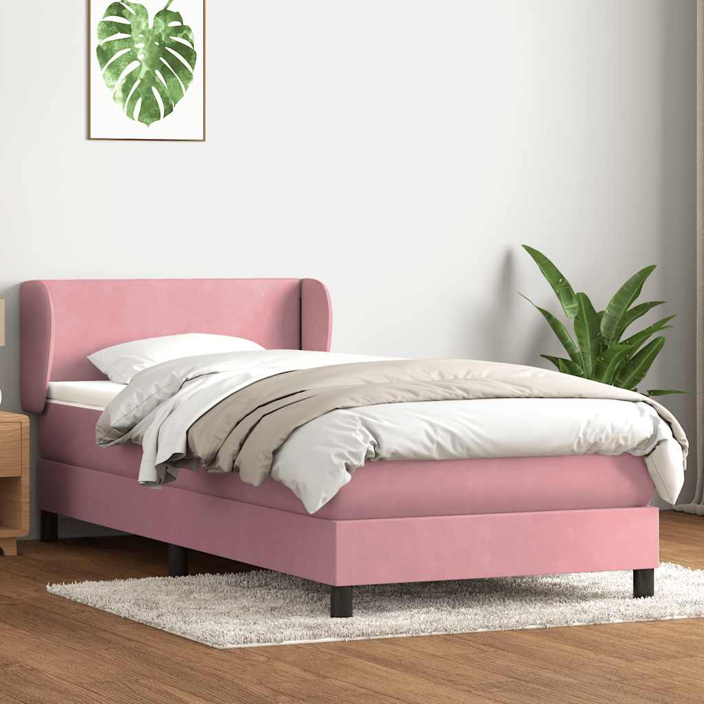 Sommier à lattes de lit avec matelas rose 90x220 cm velours - XIOS