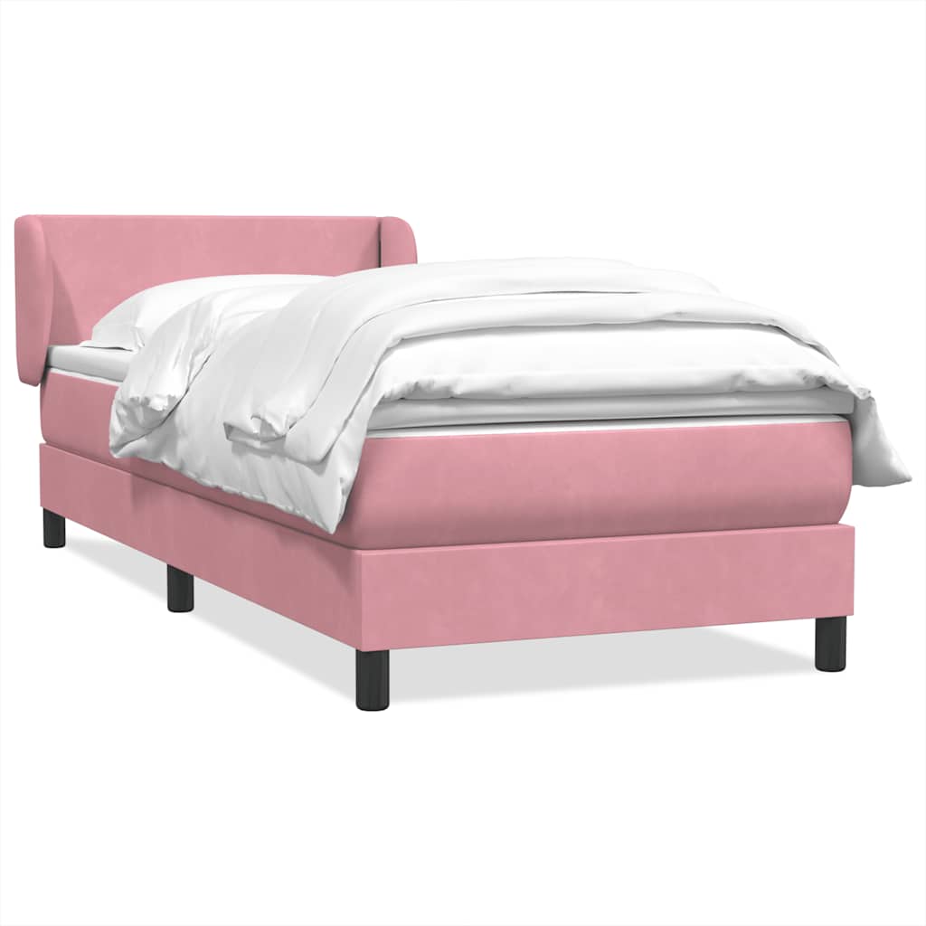 Sommier à lattes de lit avec matelas rose 90x220 cm velours - XIOS