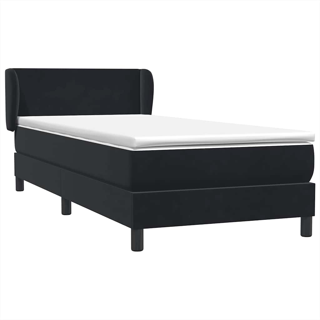 Sommier à lattes de lit avec matelas noir 100x220 cm velours - XIOS