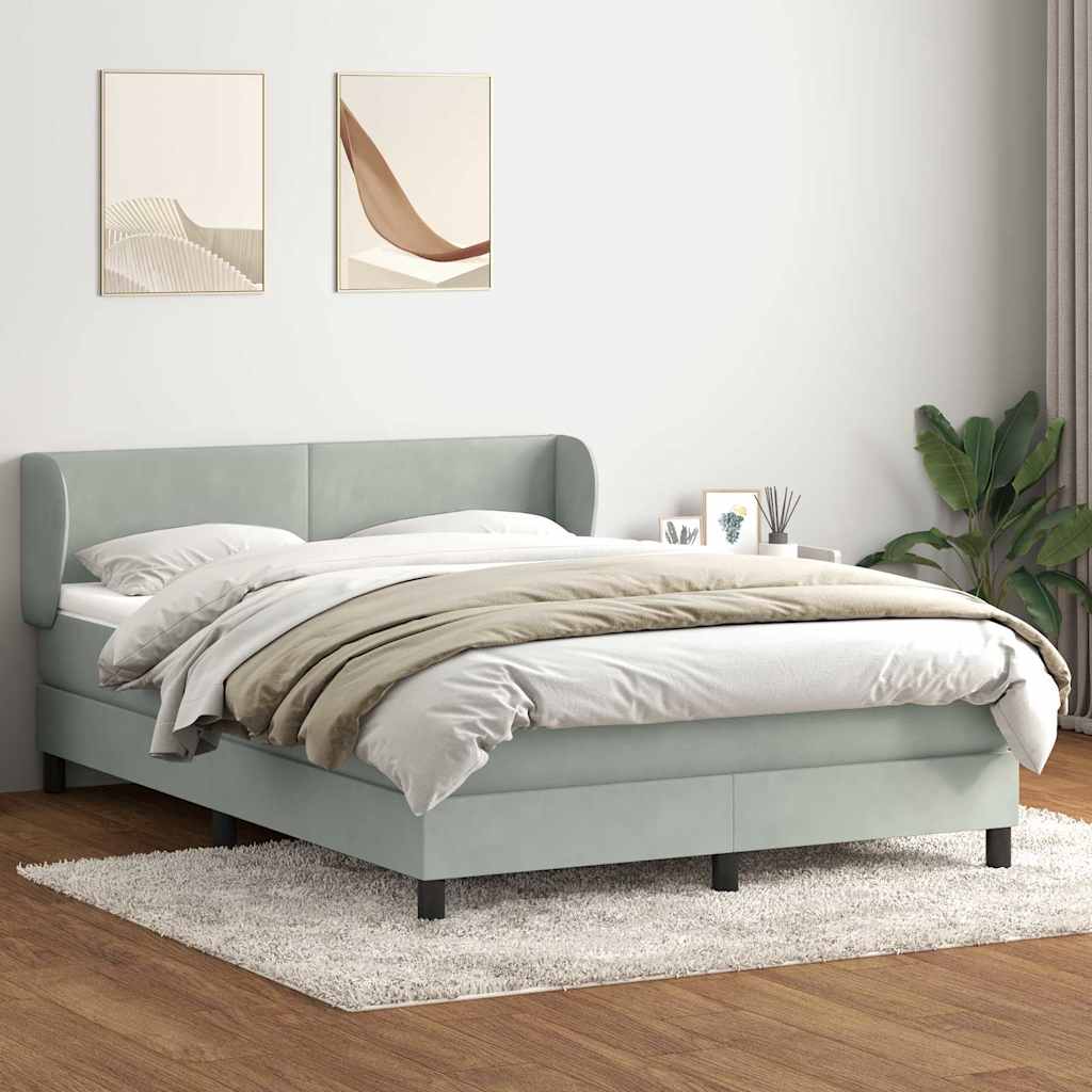Sommier à lattes de lit et matelas gris clair 160x220cm velours - XIOS