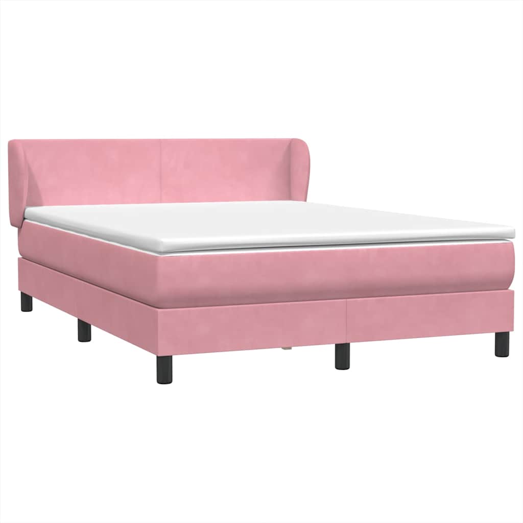 Sommier à lattes de lit avec matelas rose 160x220 cm velours - XIOS