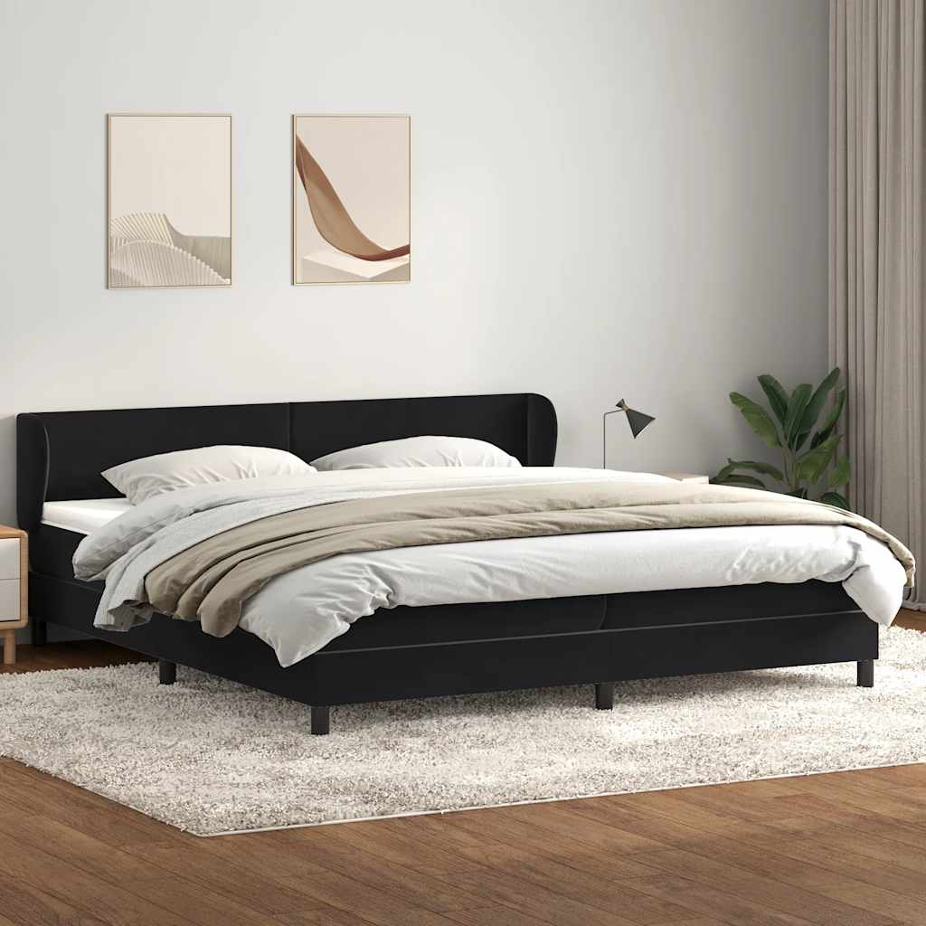 Sommier à lattes de lit avec matelas noir 200x220 cm velours - XIOS