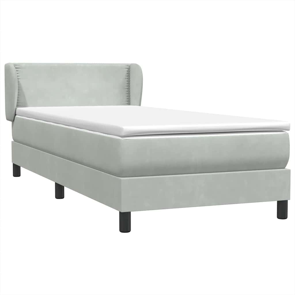 Sommier à lattes de lit et matelas gris clair 80x210 cm velours - XIOS