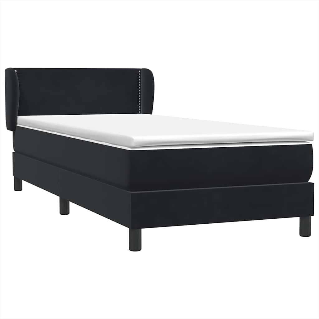 Sommier à lattes de lit avec matelas noir 90x210 cm velours - XIOS