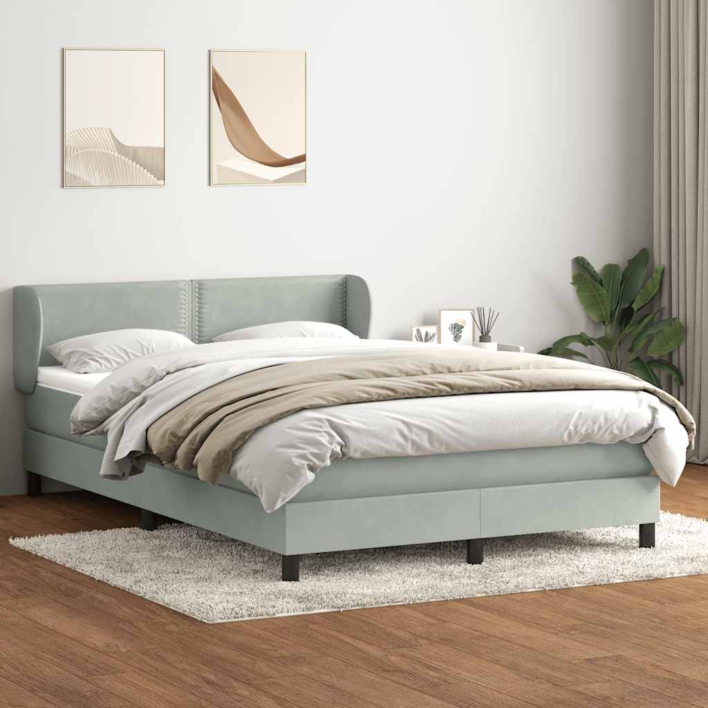 Sommier à lattes de lit et matelas gris clair 140x210cm velours - XIOS