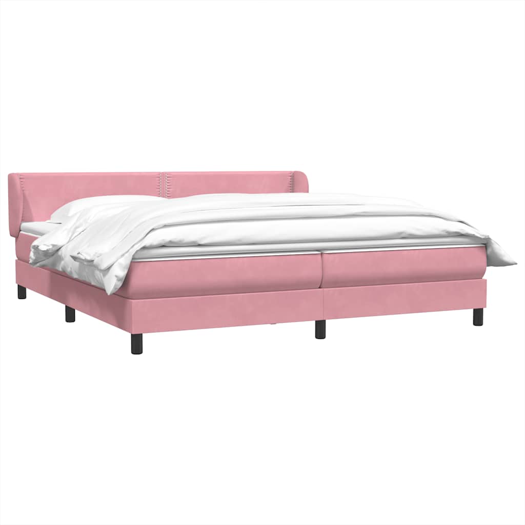 Sommier à lattes de lit avec matelas rose 180x210 cm velours - XIOS
