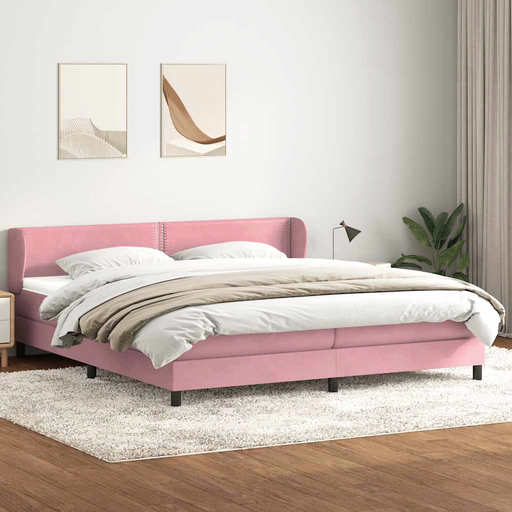 Sommier à lattes de lit avec matelas rose 180x210 cm velours - XIOS