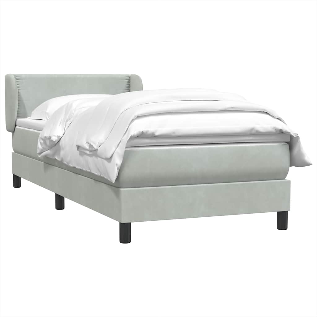 Sommier à lattes de lit et matelas gris clair 80x220 cm velours - XIOS