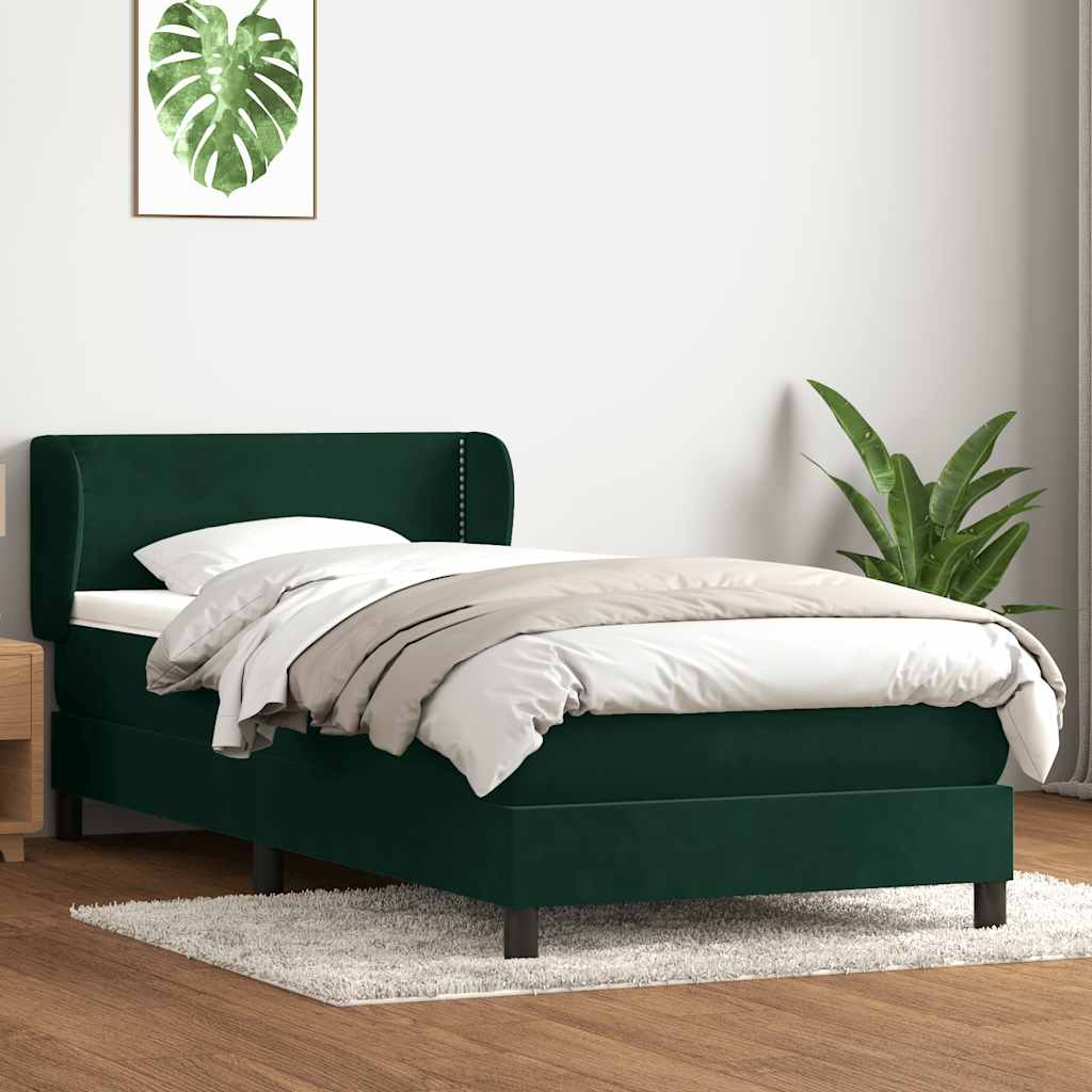Sommier à lattes de lit et matelas vert foncé 80x220 cm velours - XIOS