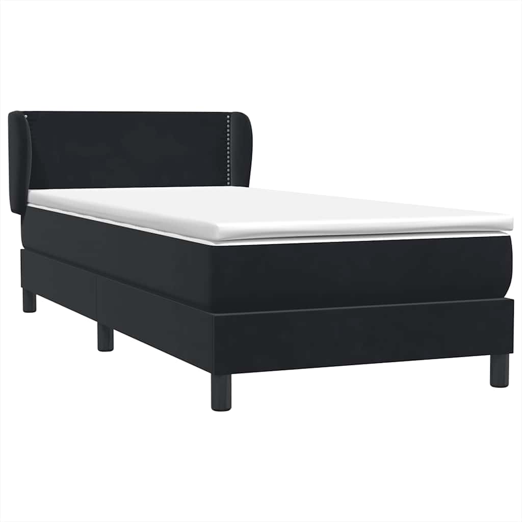 Sommier à lattes de lit avec matelas noir 100x220 cm velours - XIOS