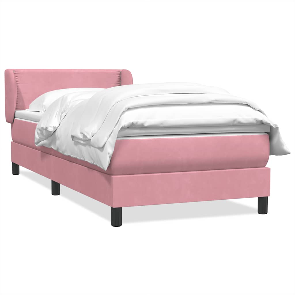 Sommier à lattes de lit avec matelas rose 100x220 cm velours - XIOS