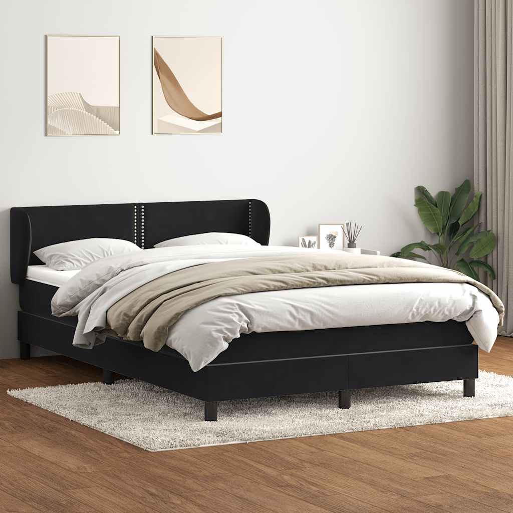 Sommier à lattes de lit avec matelas noir 140x220 cm velours - XIOS