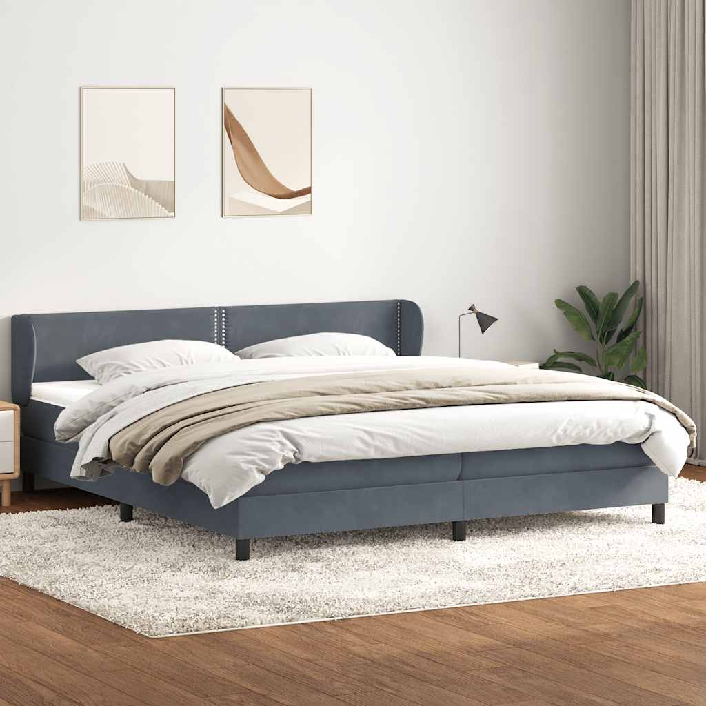 Sommier à lattes de lit et matelas gris foncé 180x220cm velours - XIOS