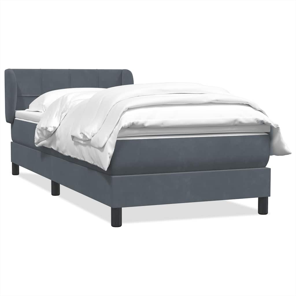 Sommier à lattes de lit et matelas gris foncé 80x210 cm velours - XIOS