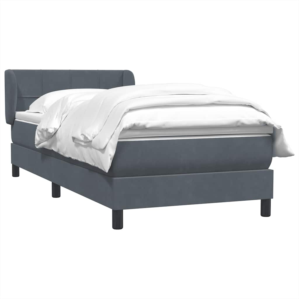 Sommier à lattes de lit et matelas gris foncé 80x210 cm velours - XIOS