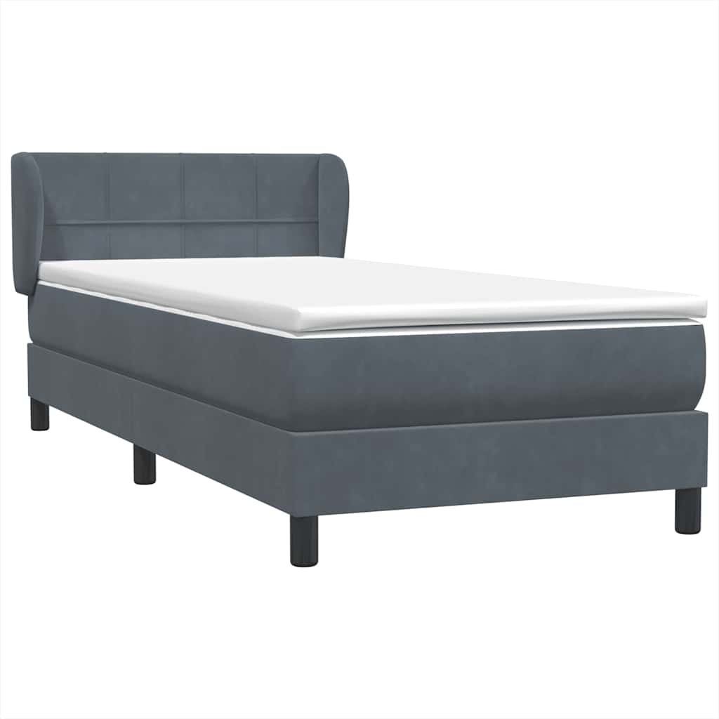 Sommier à lattes de lit et matelas gris foncé 80x210 cm velours - XIOS