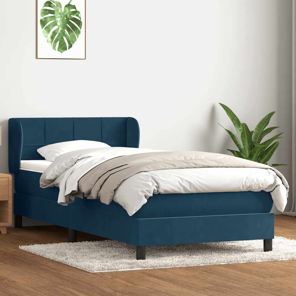 Sommier à lattes de lit et matelas bleu foncé 80x210 cm velours - XIOS