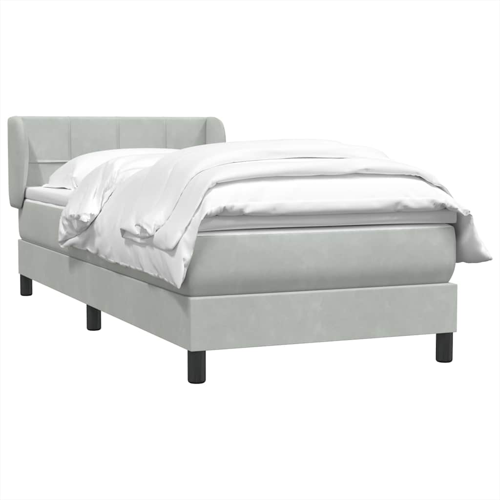 Sommier à lattes de lit et matelas gris clair 90x210 cm velours - XIOS
