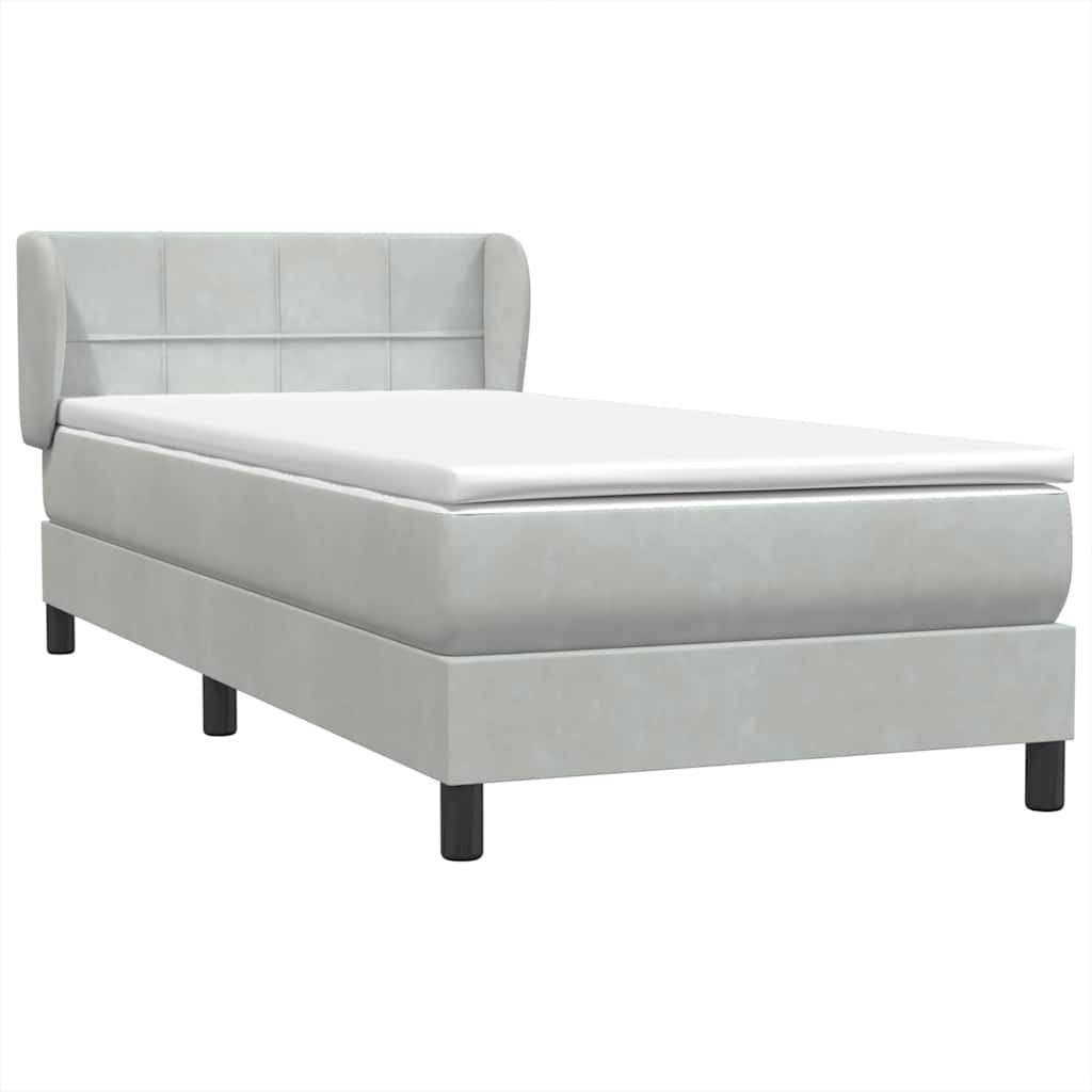 Sommier à lattes de lit et matelas gris clair 90x210 cm velours - XIOS