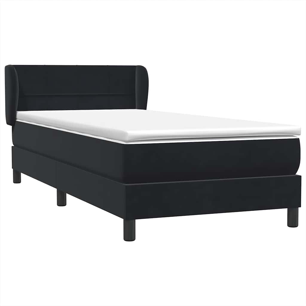 Sommier à lattes de lit avec matelas noir 90x210 cm velours - XIOS