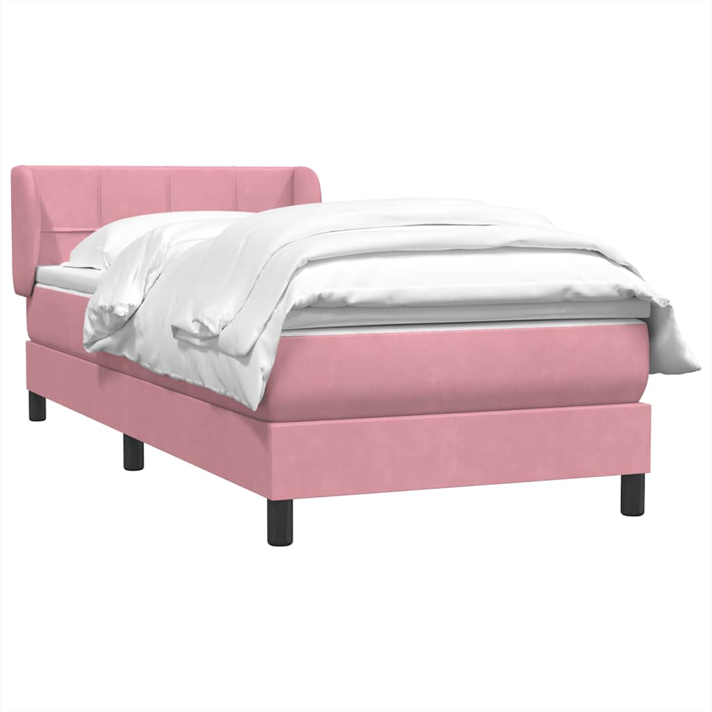 Sommier à lattes de lit avec matelas rose 90x210 cm velours - XIOS