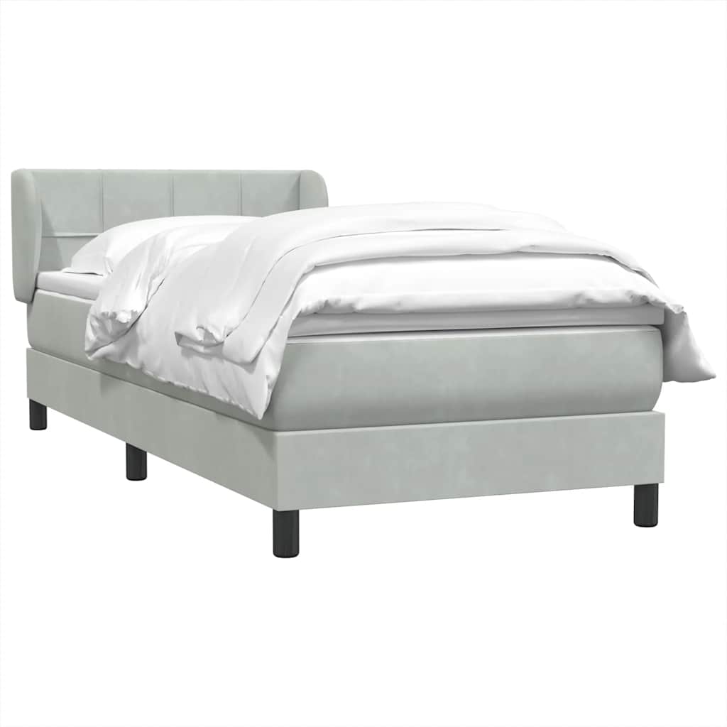 Sommier à lattes de lit et matelas gris clair 100x210cm velours - XIOS