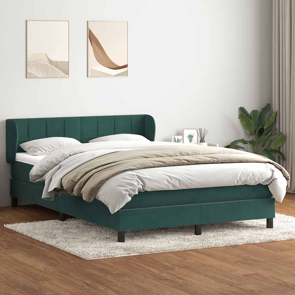 Sommier à lattes de lit et matelas vert foncé 140x210cm velours - XIOS