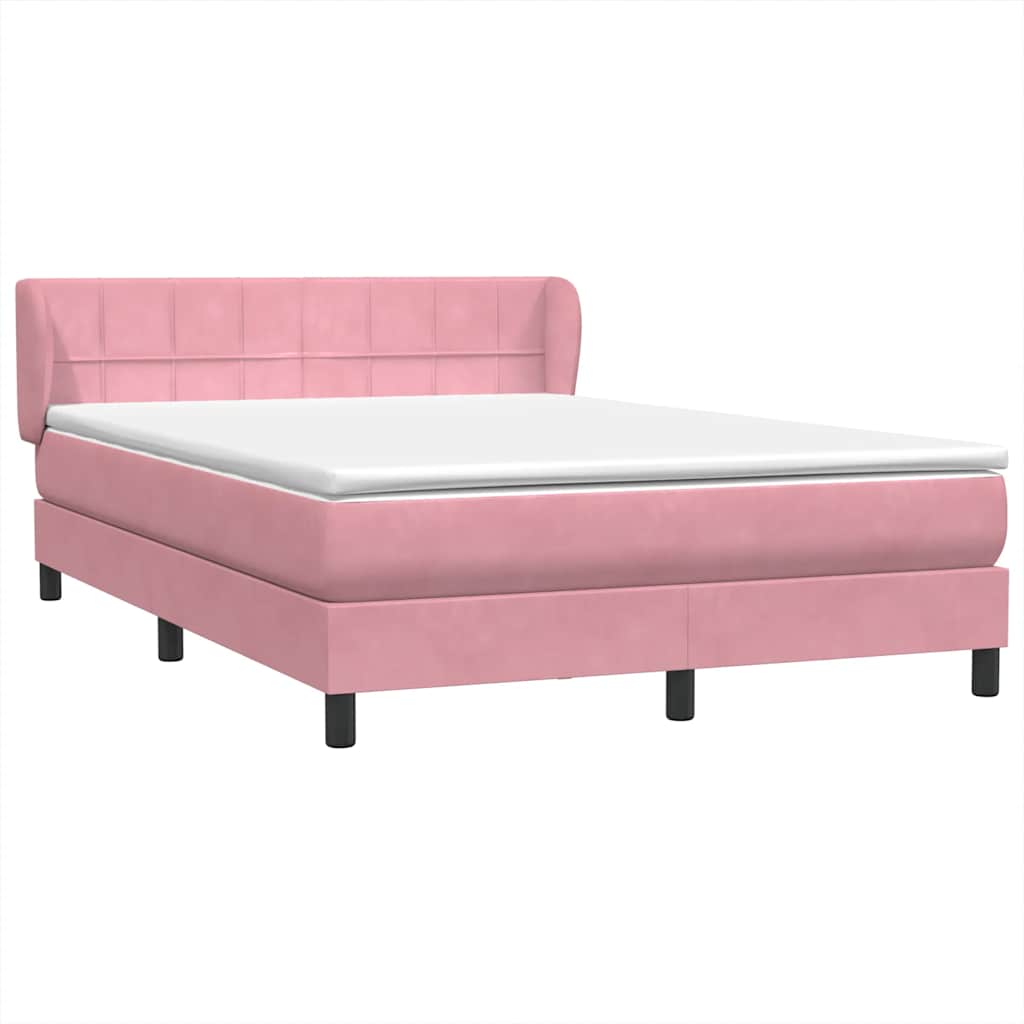 Sommier à lattes de lit avec matelas rose 140x210 cm velours - XIOS