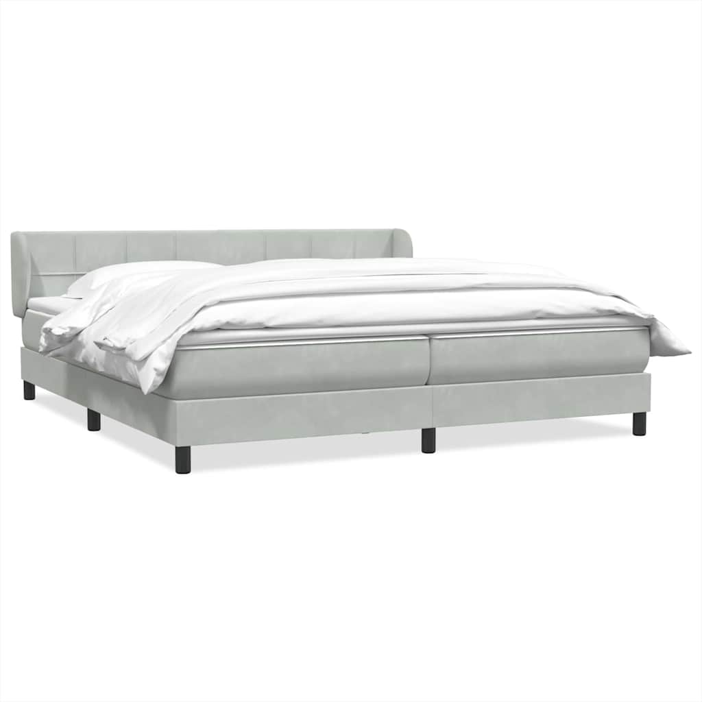 Sommier à lattes de lit et matelas gris clair 180x210cm velours - XIOS