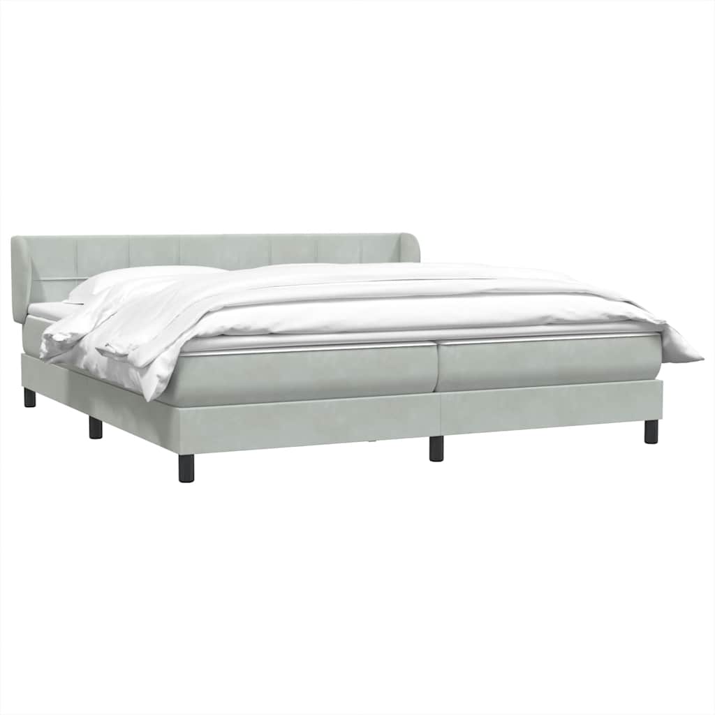Sommier à lattes de lit et matelas gris clair 180x210cm velours - XIOS